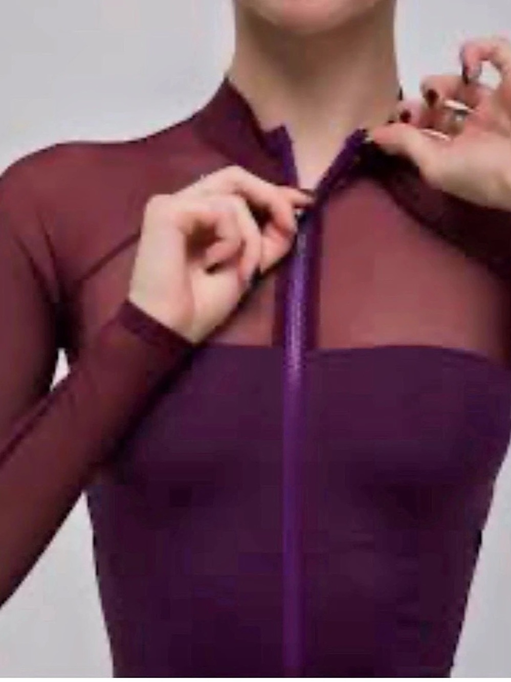 Sheer purple Mesh Zip peplums blazer Size Medium